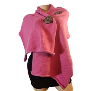 PURE ACCESSORIES OS PINK KNIT 3 WAY SHOULDER SHAW